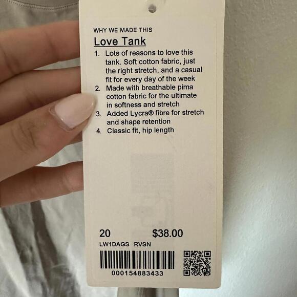 Lululemon Love Tank Top Riverstone - Size 20 - NWT - Picture 5 of 7